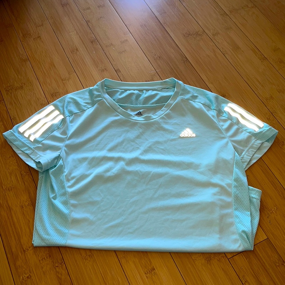 ADIDAS WORKOUT TEAL/BLUE SHORT SLEEVE TOP